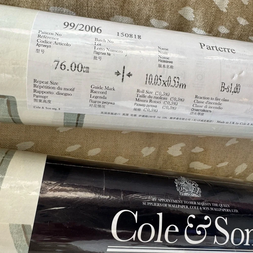 Cole & Son Parterre Wallpaper. French Grey. New